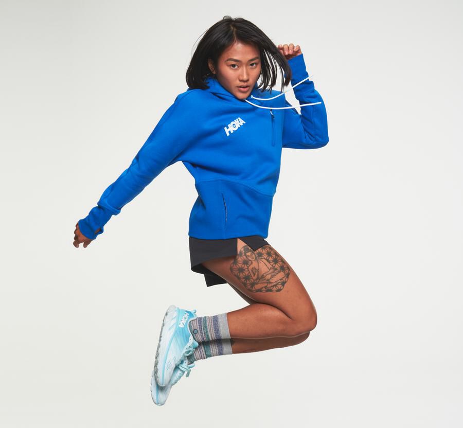 Sudadera Con Capucha Hoka One One Mujer - Performance - Azules - QAK983752